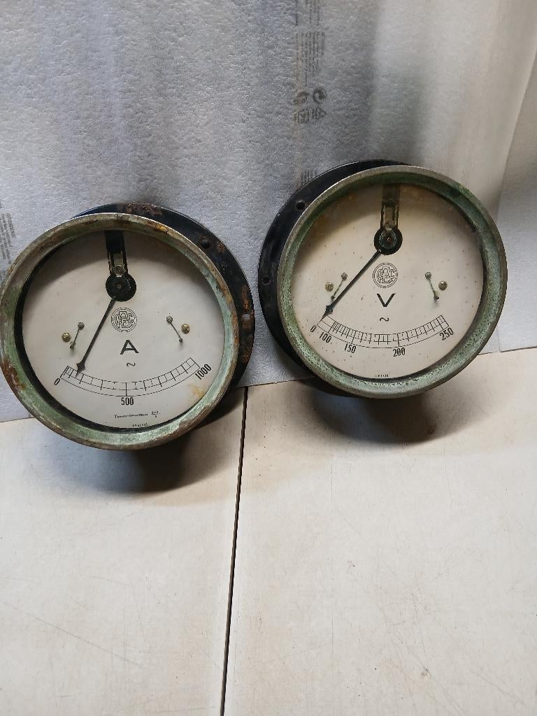 Oude ACEC voltmeter en ampèremeter, Ophalen of Verzenden