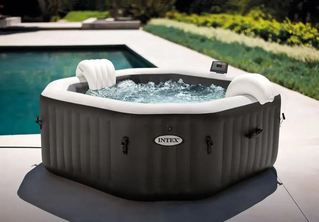 Intex PureSpa opblaasbare jacuzzi 4 personen, Tuin en Terras, Ophalen, Gebruikt, Afdekzeil, Opblaasbaar