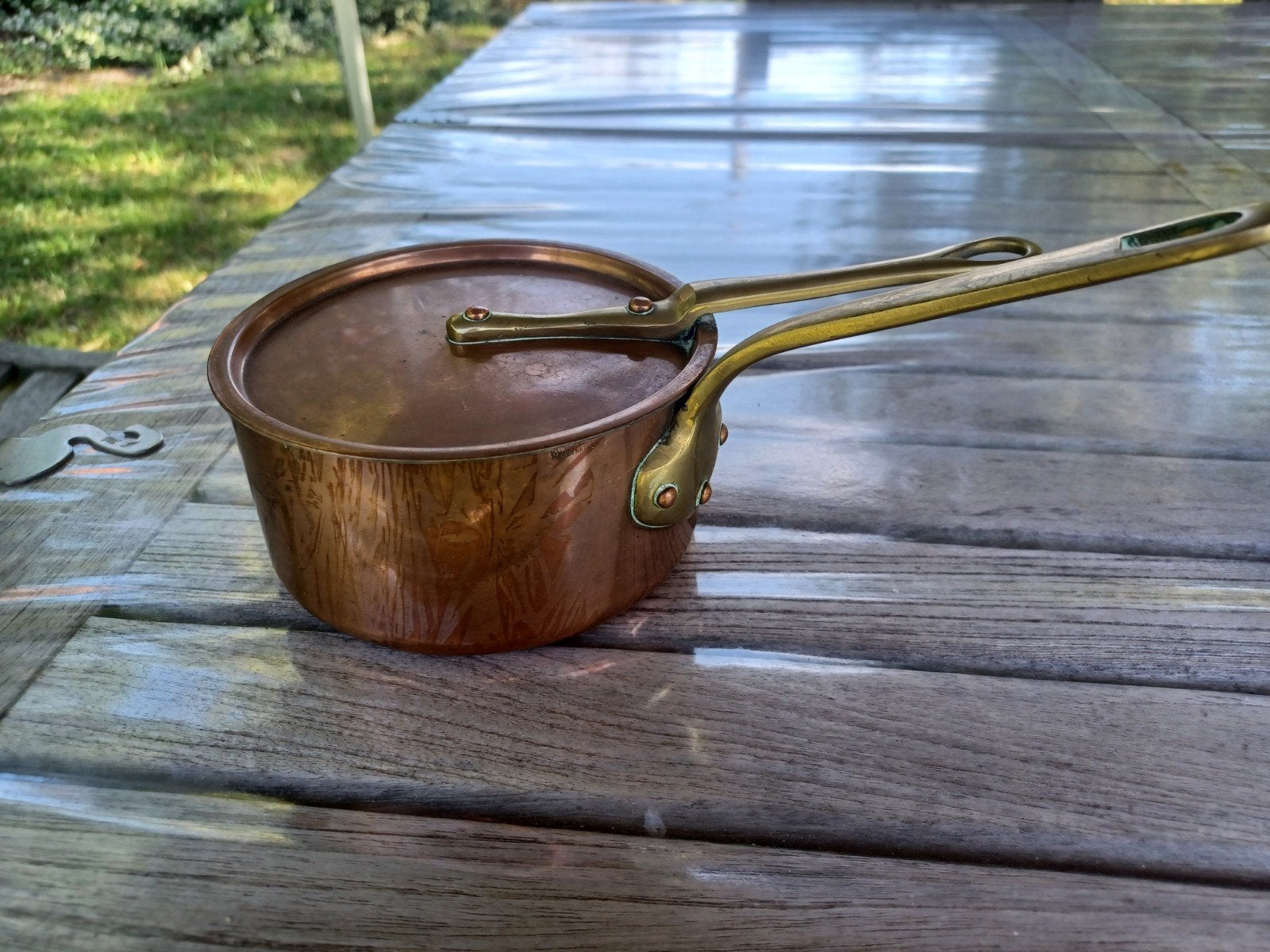Casserole en cuivre avec couvercle Diamètre 12 cm Poids 680, Enlèvement ou Envoi