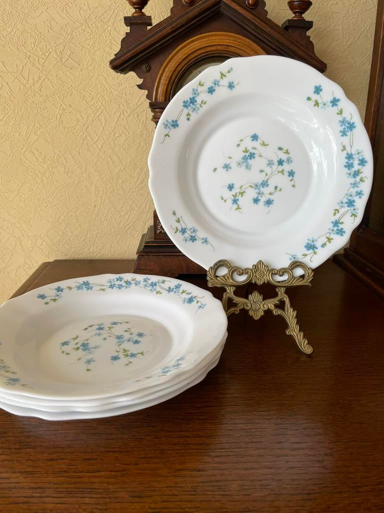 Set van 5 Arcopal myosotis-platen, Ophalen of Verzenden, Gebruikt, Bord(en)