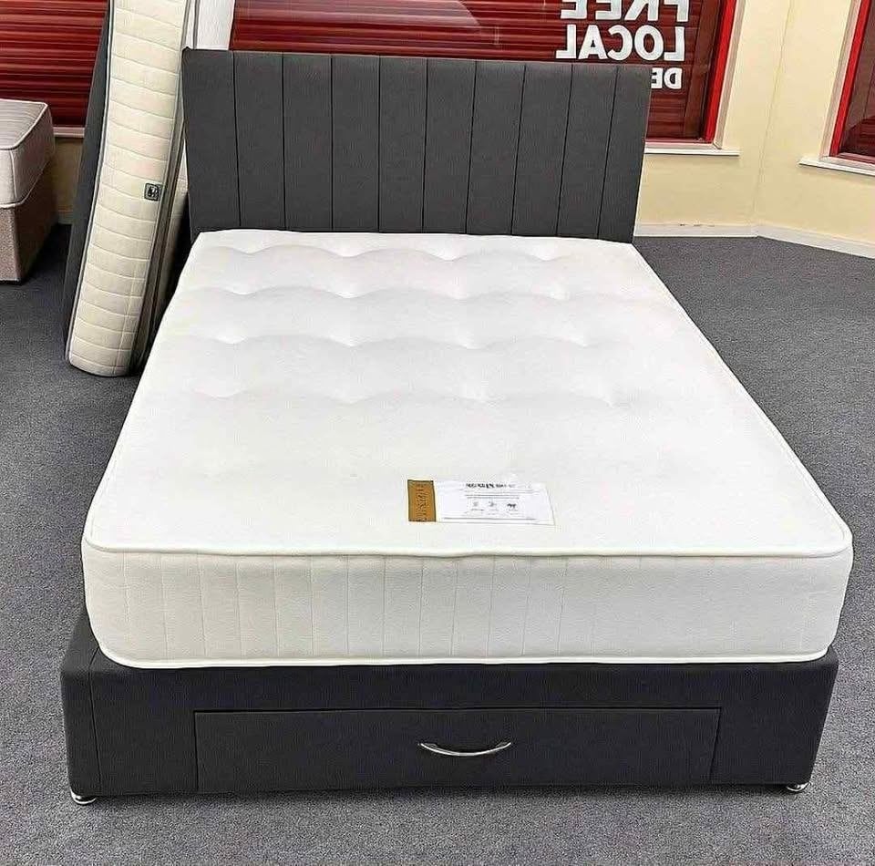 Bed en matras, Envoi, Neuf, Deux personnes, Crème