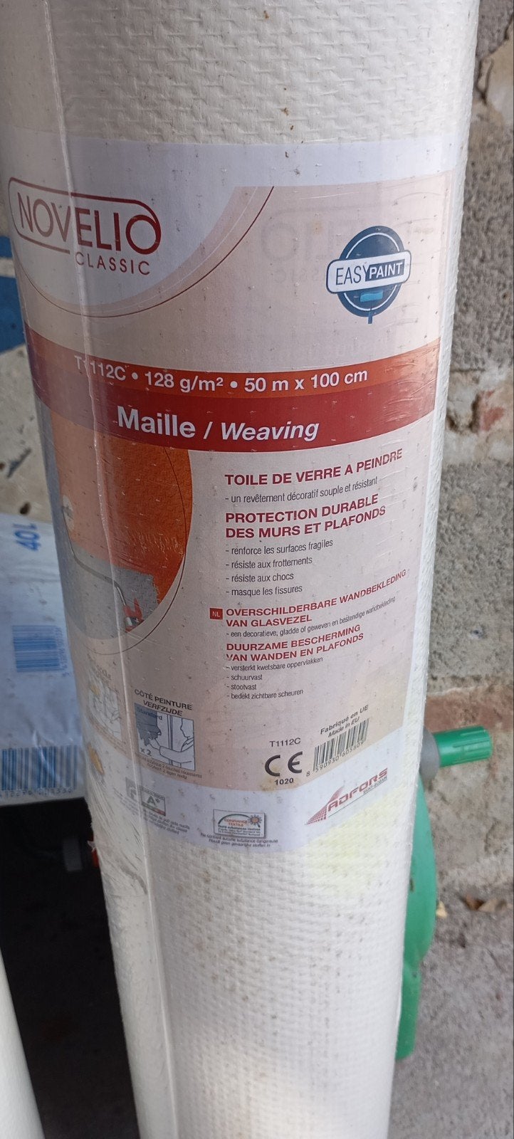 Rouleaux fibre de verre., Enlèvement