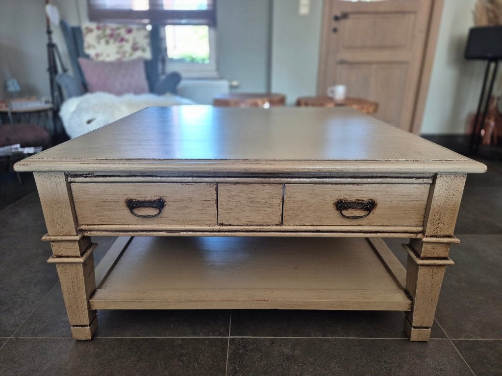 Landelijke salontafel - 100x100, Ophalen, Minder dan 50 cm, Gebruikt, 100 tot 150 cm