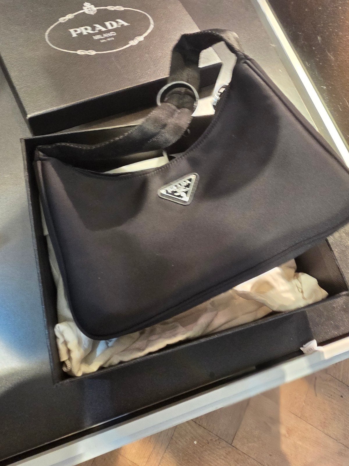 Prada – Tessuto Mini Shoulder Bag / Handtas – Zwart – Met or, Ophalen of Verzenden