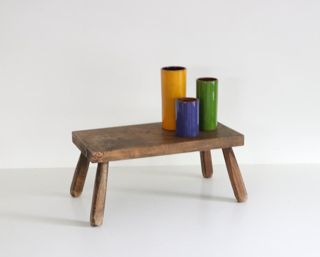 Vintage krukje - Houten plantentafeltje, Antiek en Kunst, Ophalen of Verzenden