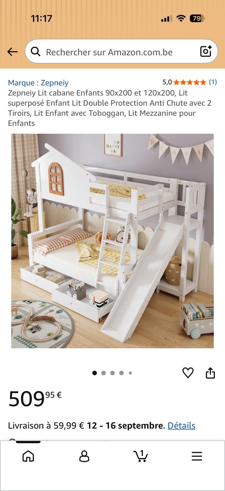 Lit cabane enfant avec toboggan + 2 matelas–90x200 / 120x200, Enfants & Bébés, Chambre d'enfant | Lits superposés & Lits mezzanines