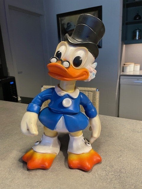 Vintage rubberen pop ONKEL DAGOBERT DUCK, Ophalen of Verzenden, Donald Duck, Gebruikt, Beeldje of Figuurtje