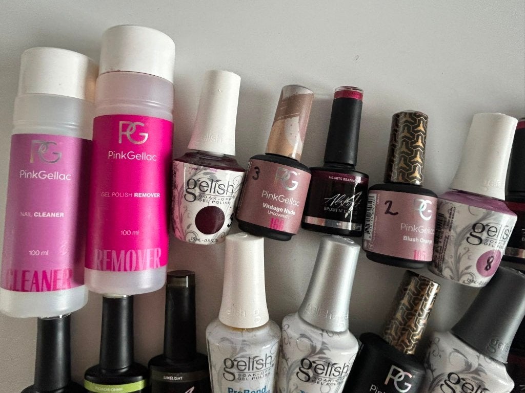 Set gelnagellak, glitter en sjablonen, Ophalen of Verzenden, Zo goed als nieuw