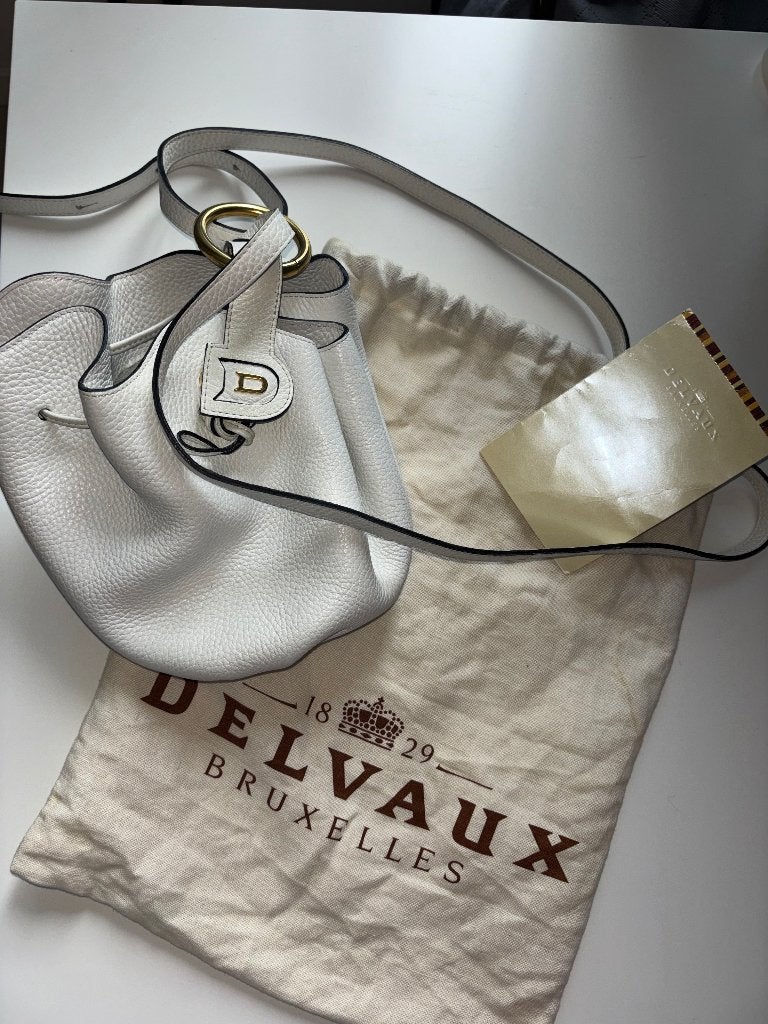 Vintage Delvaux Rose des Vents 1992 — Cuir blanc, Enlèvement ou Envoi, Comme neuf, Blanc, Sac à bandoulière