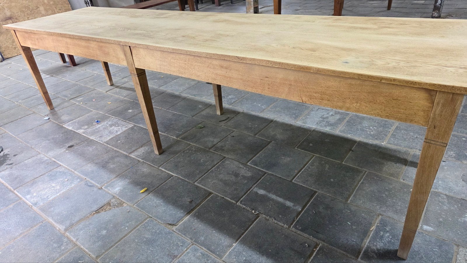 antieke originele Franse boerentafel/oogsttafel 310x78  cm, Ophalen of Verzenden, Gebruikt, Eikenhout