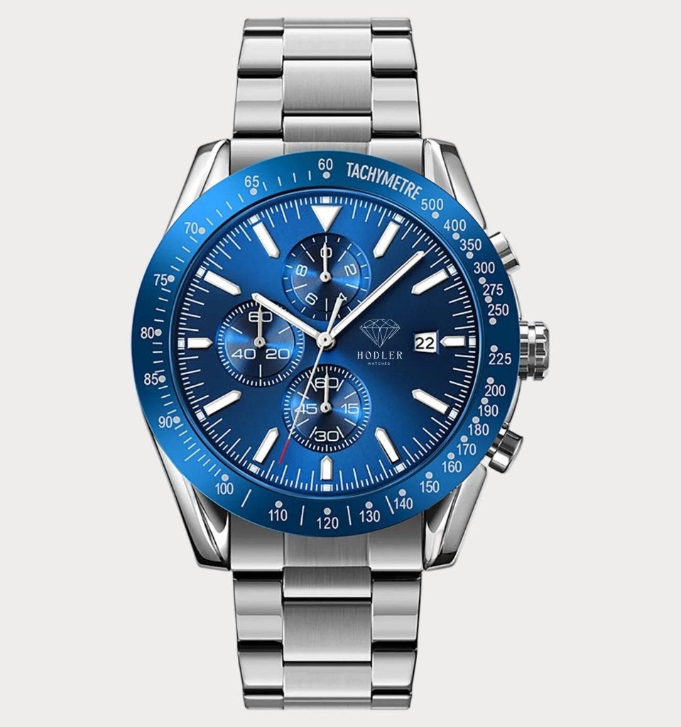 Hodler Lenk horloge - zilver en blauw (nieuw), Handtassen en Accessoires, Horloges | Heren, Ophalen, Nieuw, Zilver, Polshorloge
