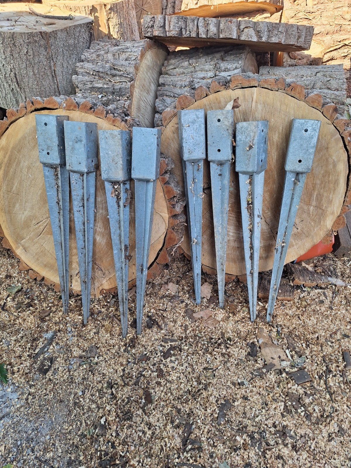 8 paalhouders als nieuw, Tuin en Terras, Palen, Balken en Planken, Ophalen