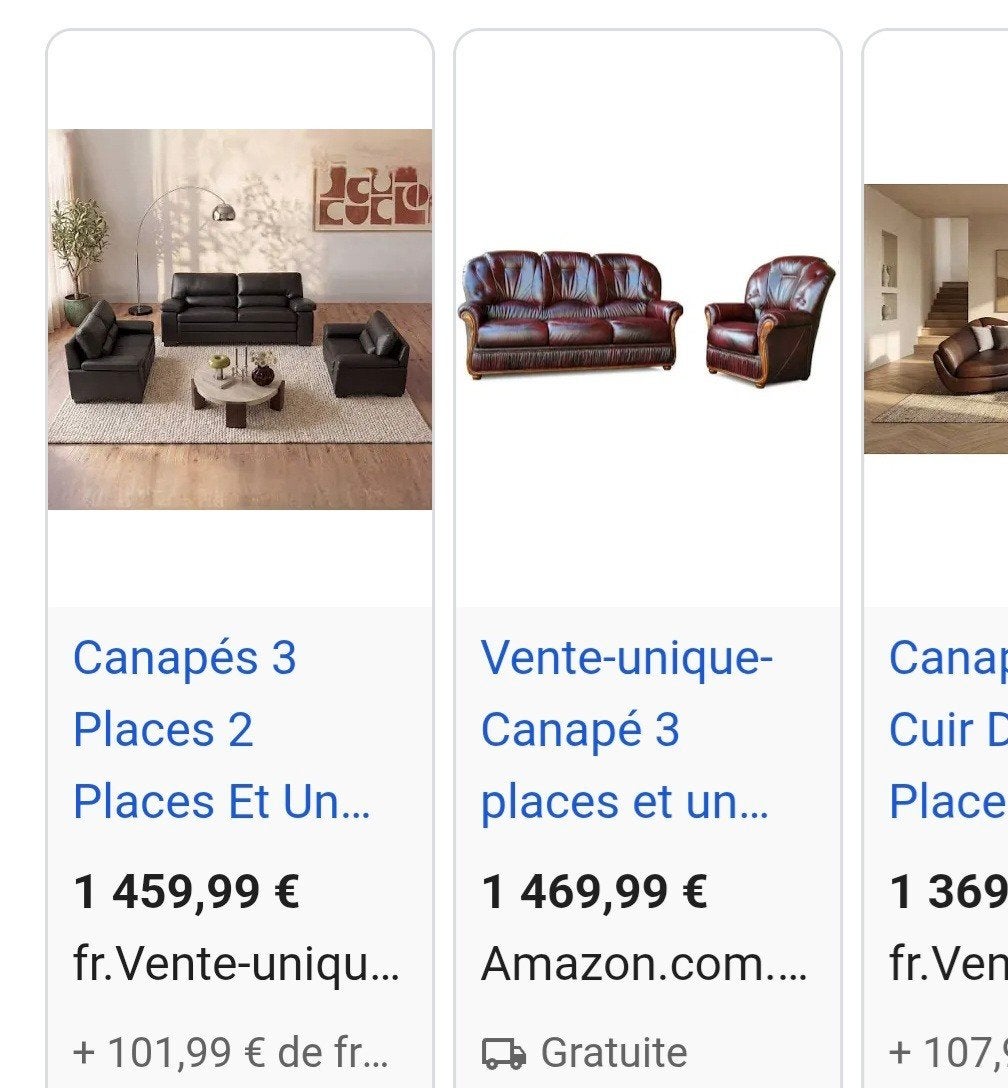 3 salon emballé cuir à vendre! 150 euros emballé! A voir!, Leer