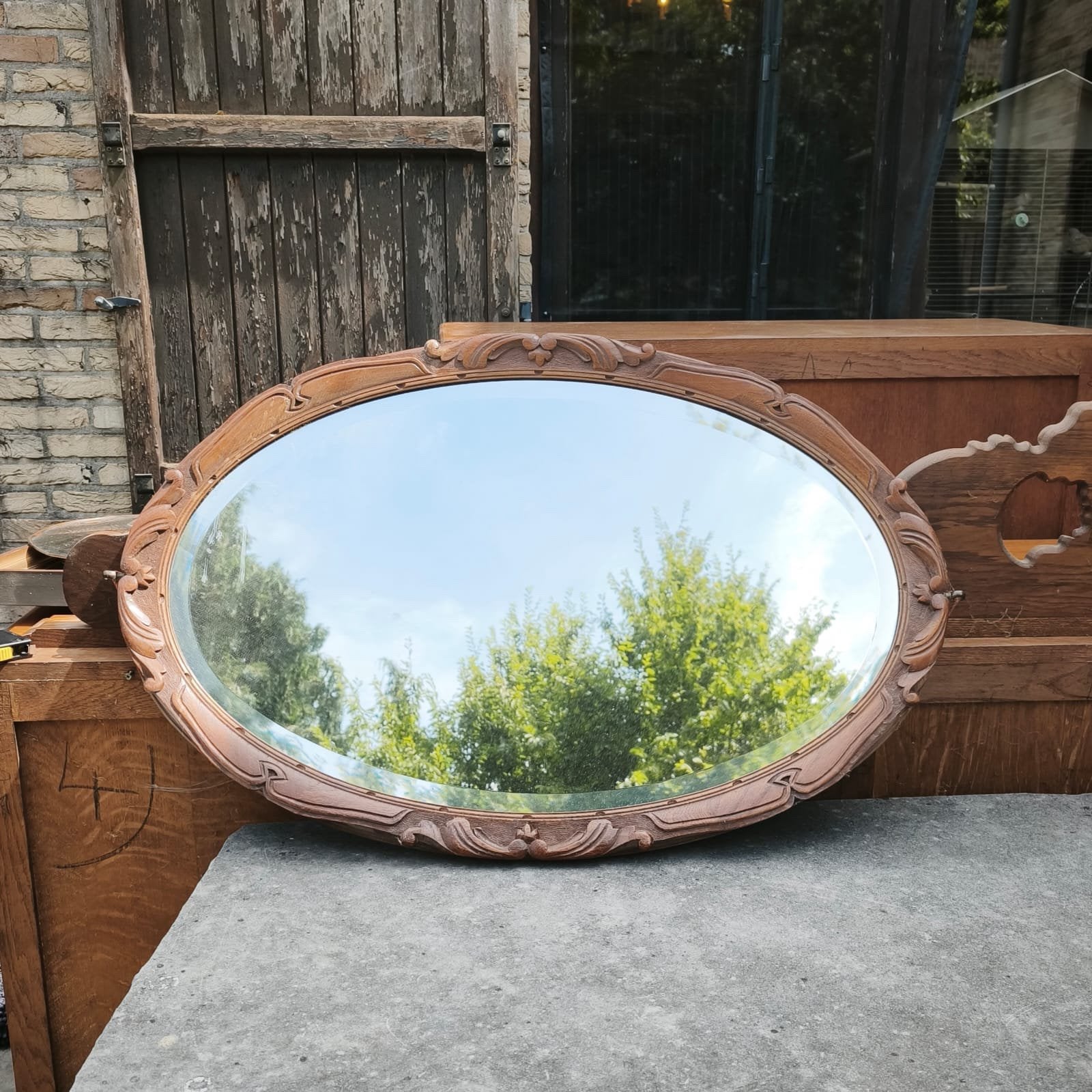 Miroir, Antiquités & Art, Enlèvement, Ovale, 50 à 100 cm, Moins de 100 cm