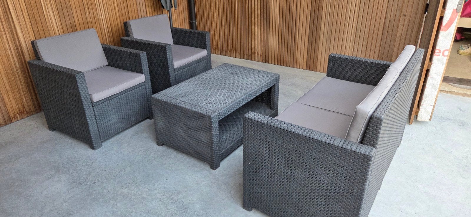 loungeset 4 personen, Ophalen, 4 zitplaatsen, Kunststof, Gebruikt