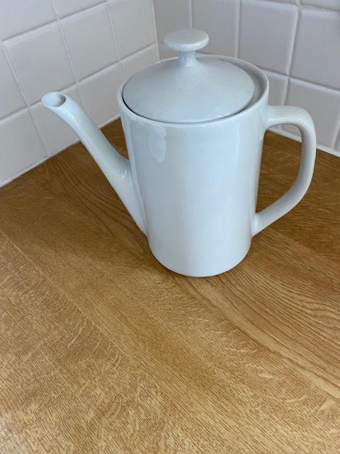 Wit porseleinen koffie- of theepot, Uni, Enlèvement ou Envoi, Utilisé, Autres types