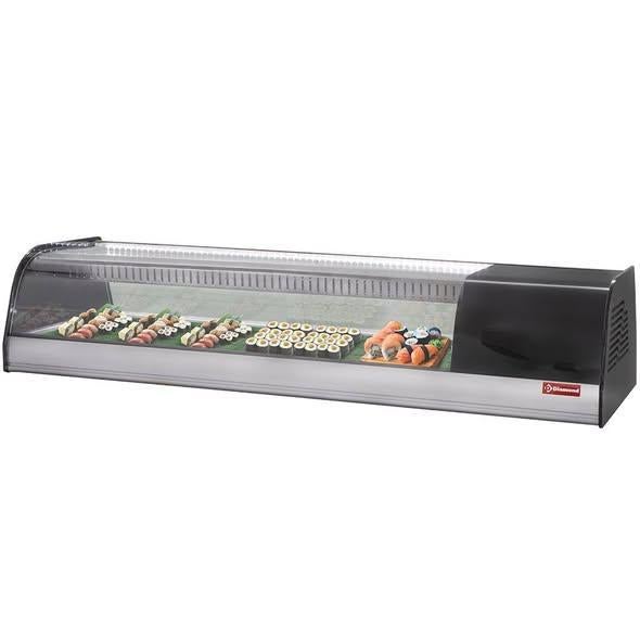 Sushi Diamond gekoelde vitrine — dubbel statisch koud, Zonder vriesvak, 60 cm of meer, 100 tot 150 liter, Nieuw