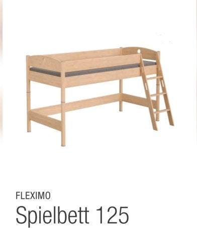 lit paidi mi-hauteur 125cm bouleau massif clair avec matelas, Enlèvement, Comme neuf, Lit mi-hauteur mezzanine