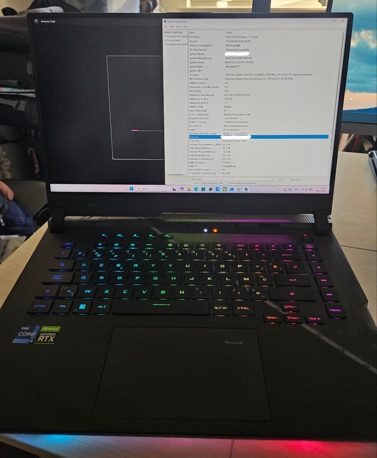Asus ROG strix scar 15 gaming laptop gb33zx-ln060w azerty, Enlèvement, Azerty, Gaming, SSD