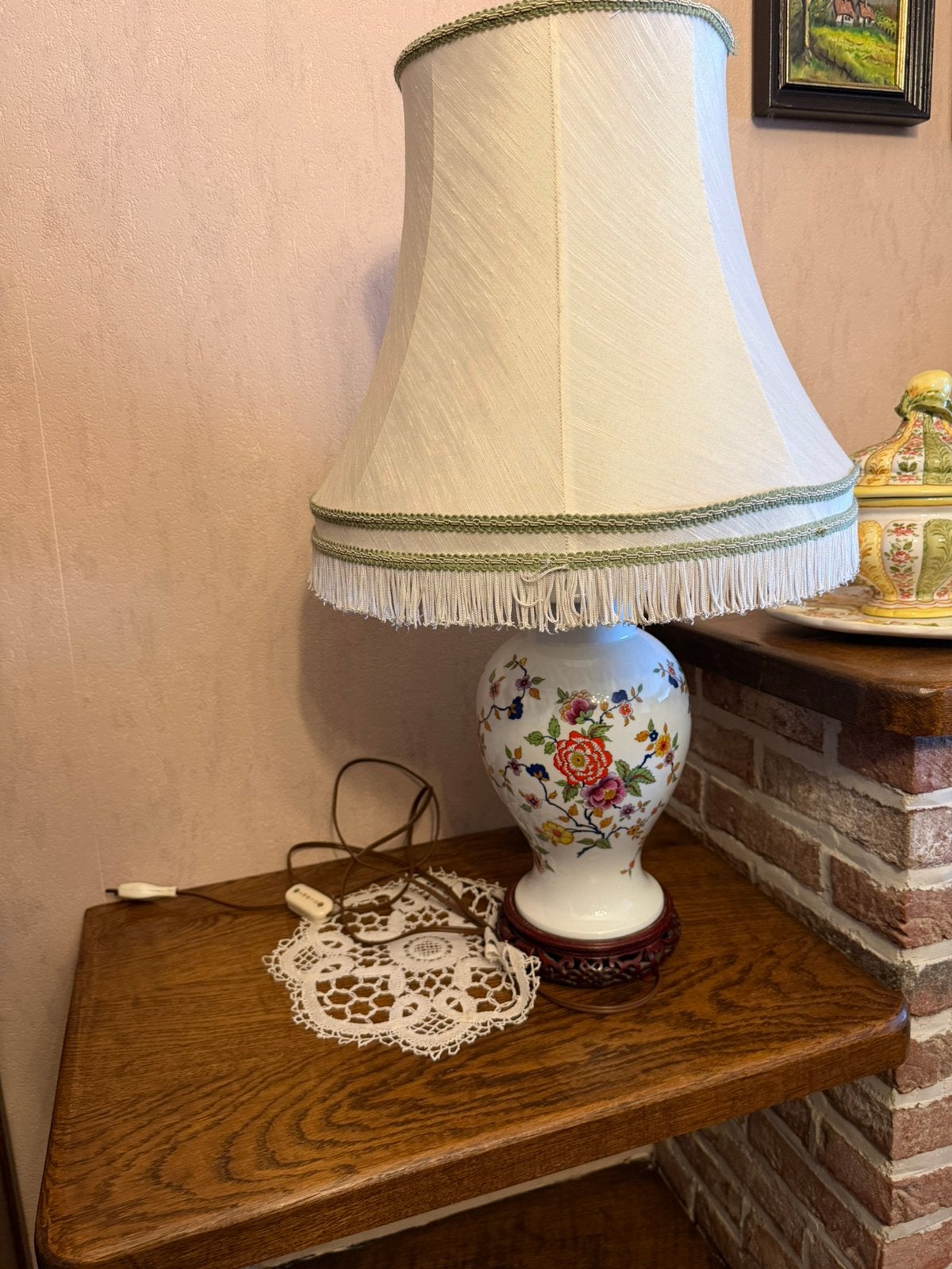Vintage bloemen porseleinen lamp, Ophalen of Verzenden