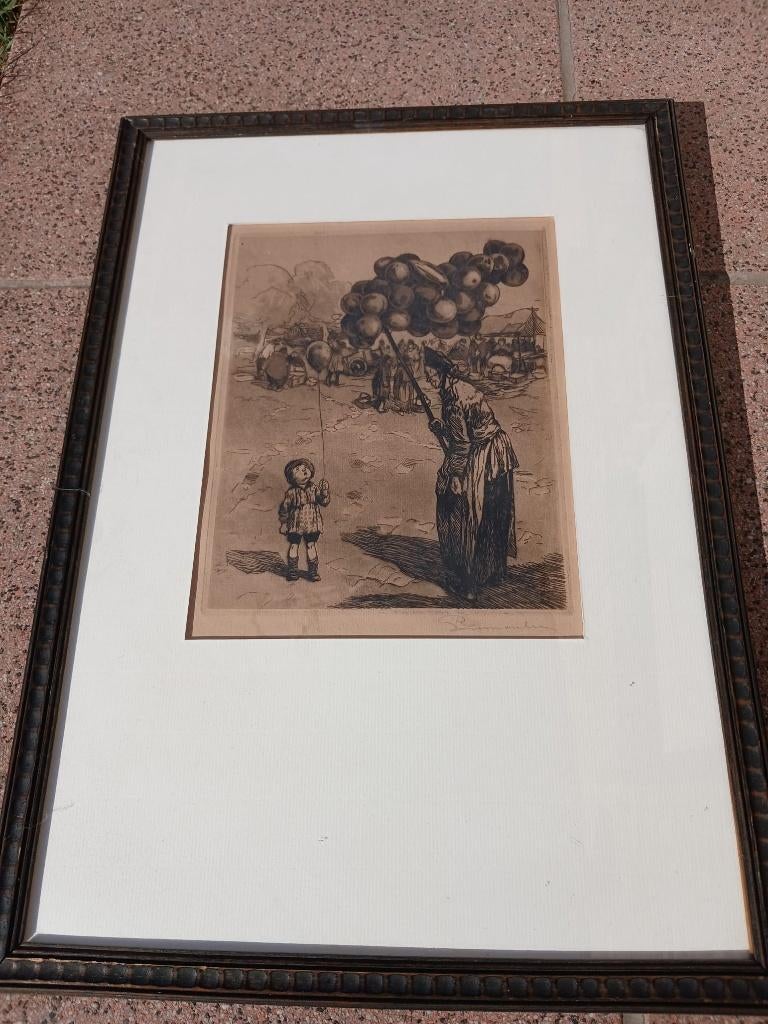 Ets Gesigneerd Romeo Dumoulin, Enlèvement ou Envoi, Eau-forte, Signé