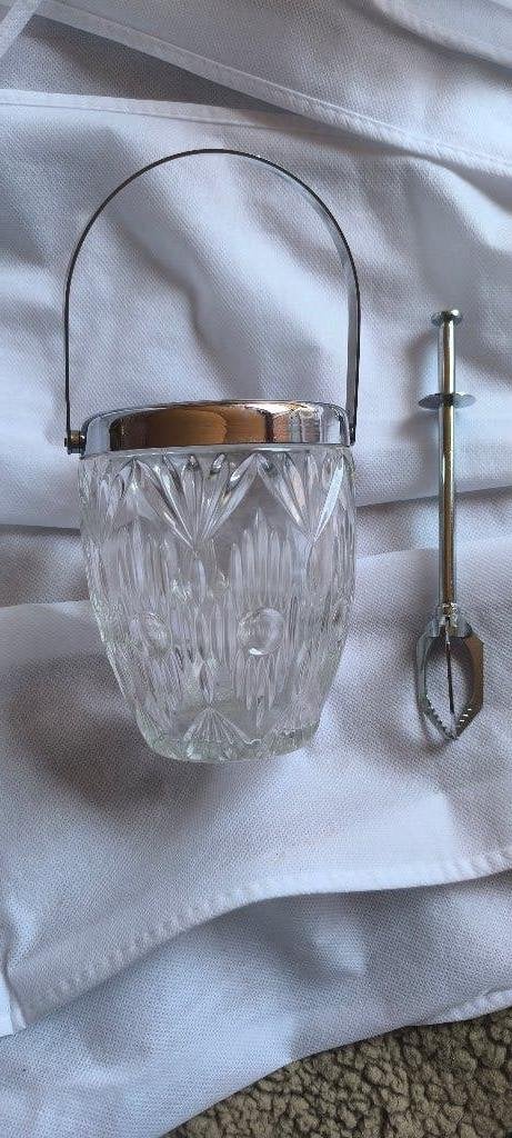 Seau à glaçon,glace en verre ciselé avec pince en inox, Enlèvement ou Envoi