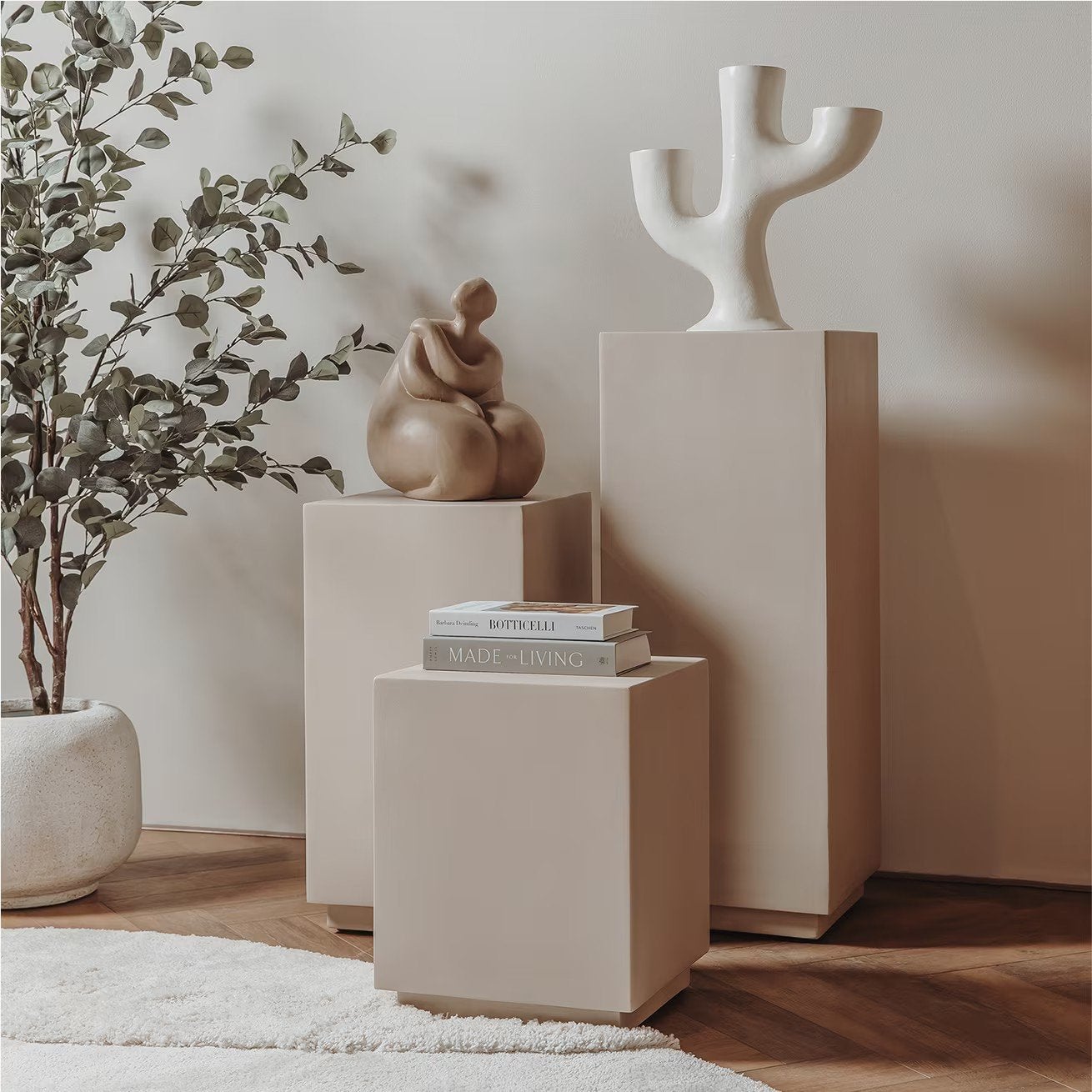 Stijlvolle Houten Sokkel/Plantenzuil - Diverse Maten, Huis en Inrichting, Ophalen of Verzenden, Nieuw