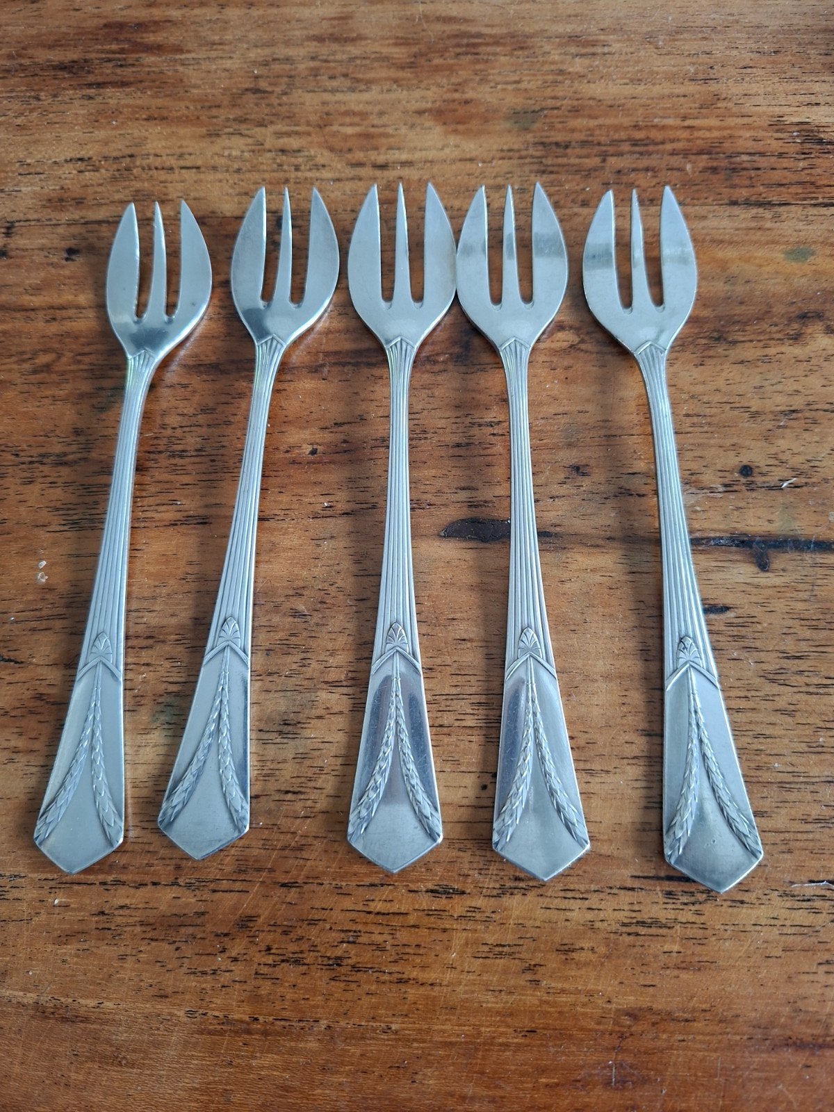 Set van 5 antieke zilveren gebaksvorkjes, Ophalen of Verzenden