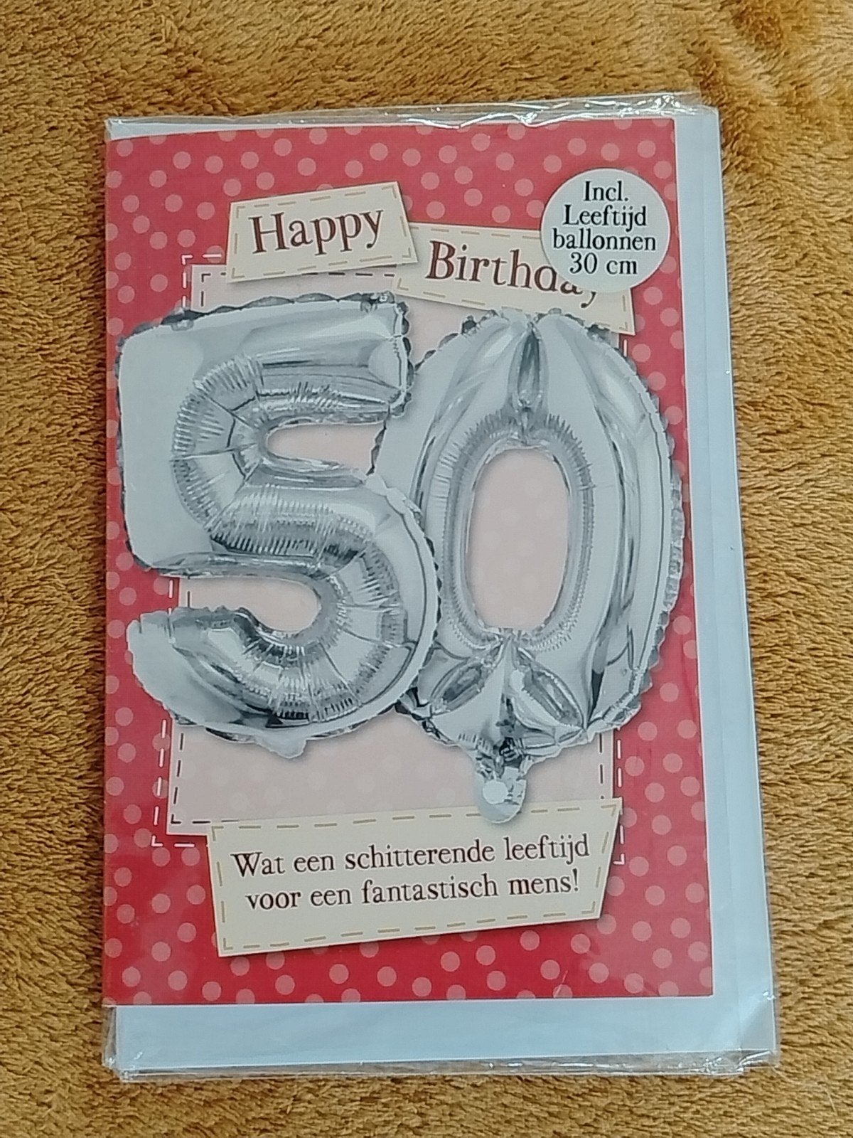 CARTE D ANNIVERSAIRE 50 ANS AVEC BALLON DE 30 CM, Enlèvement ou Envoi, Neuf