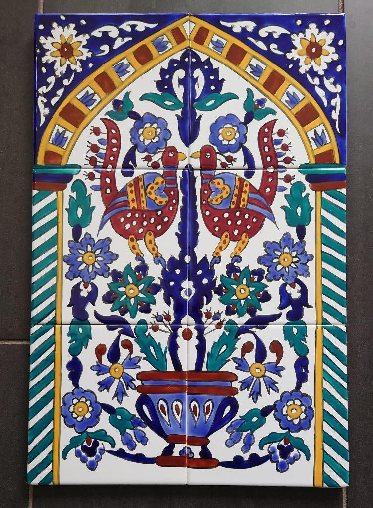 Prachtig Vintage Tegeltableau - Pauwen/Vogels - Handwerk, Enlèvement