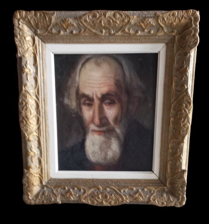 portret op metaal., Portret of Personen, Gesigneerd, Olieverf, Metaal