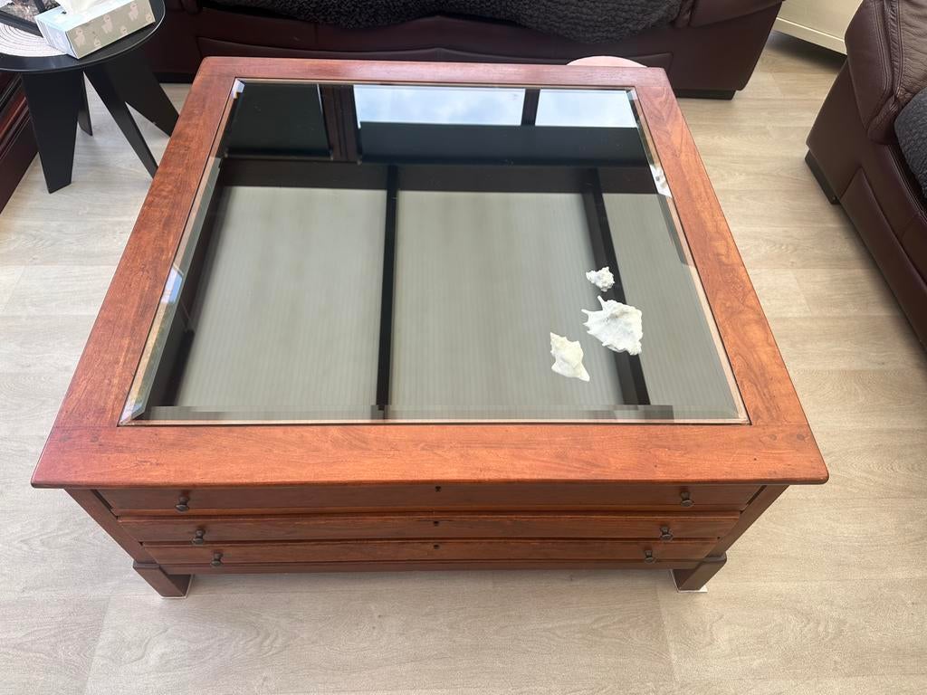Salontafel, Huis en Inrichting, Tafels | Salontafels, Gebruikt, Vierkant, Minder dan 50 cm, Overige houtsoorten