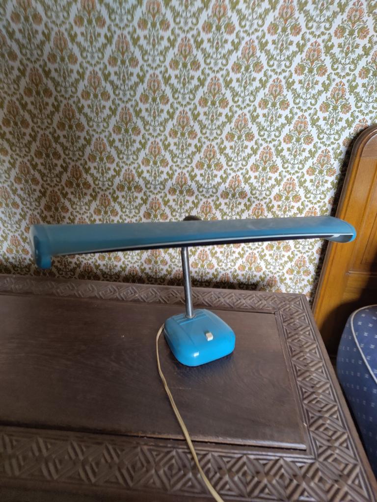 Vintage blauwe bureaulamp / TL-lamp jaren 70, Huis en Inrichting, Ophalen