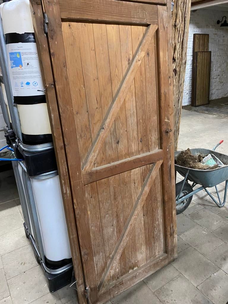 Opgekampte grenen deur incl kozijn: 81,5x196,5x4cm, Doe-het-zelf en Bouw, Ophalen, Gebruikt, 80 tot 100 cm, Binnendeur