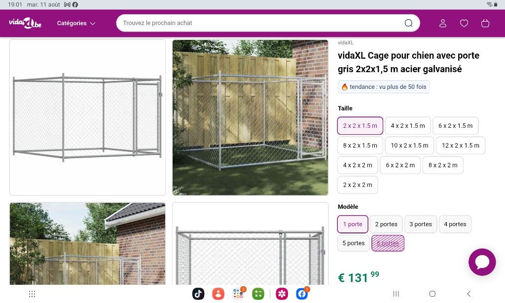 Cage d'extérieur pour chiens de 2MX2M - Neuf dans sa boîte!!, Ophalen, Nieuw