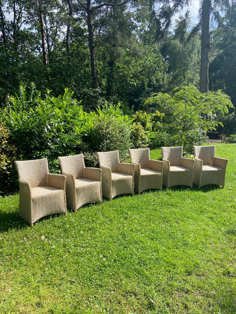 6 Luxe tuinstoelen SM Outdoor by Lloyd Loom Crème, Tuin en Terras, Ophalen, Zo goed als nieuw, Overige materialen