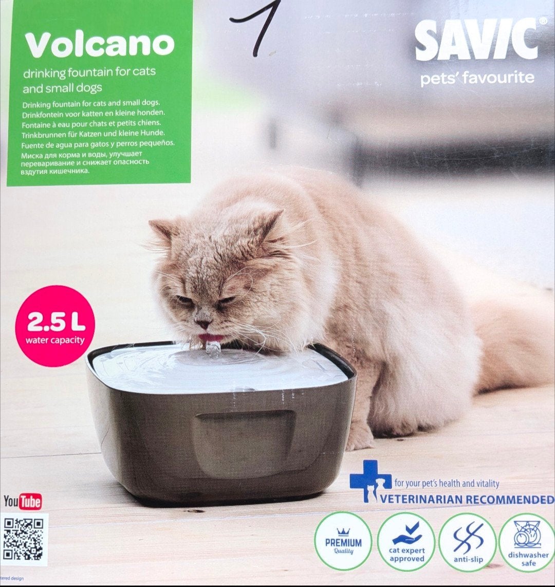 Savic Volcano 2,5L waterfontein voor katten en kleine honden, Dieren en Toebehoren, Ophalen of Verzenden, Nieuw