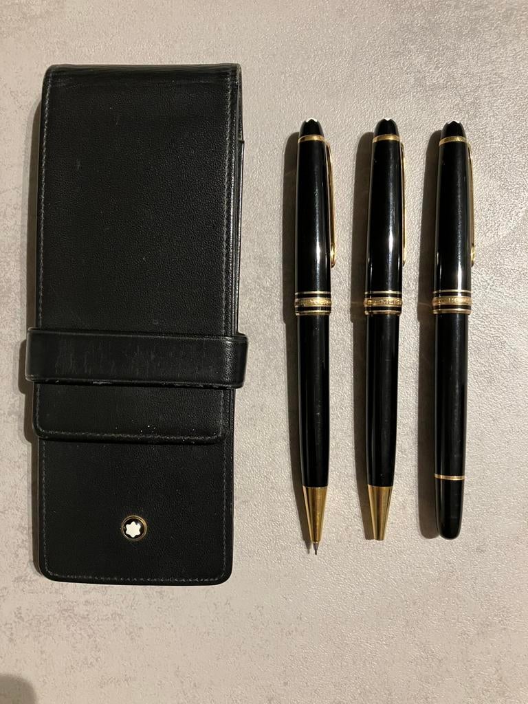 Montblanc set van 3: vulpen, pen, potlood, verguld vintage, Enlèvement, Comme neuf, Stylo à bille