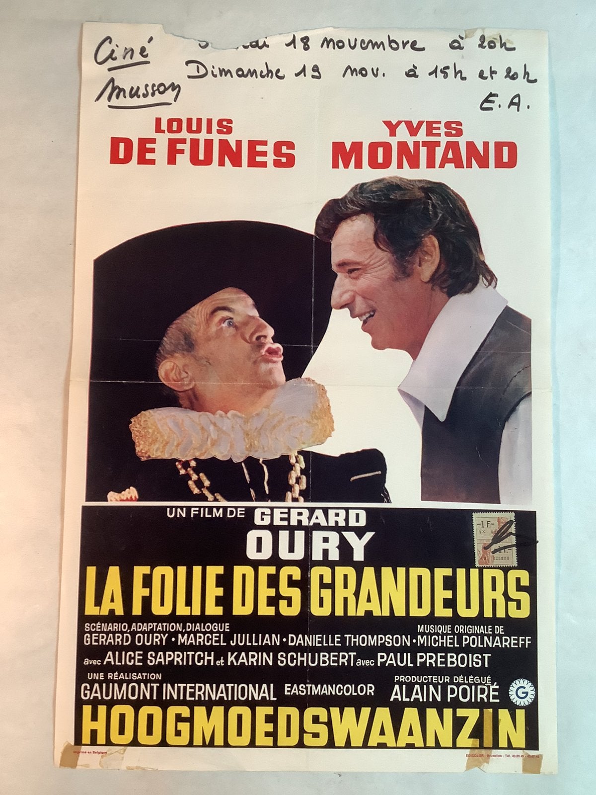 LA FOLIE DE GRANDEURS   Filmposter   36-54 cm, Ophalen, Zo goed als nieuw