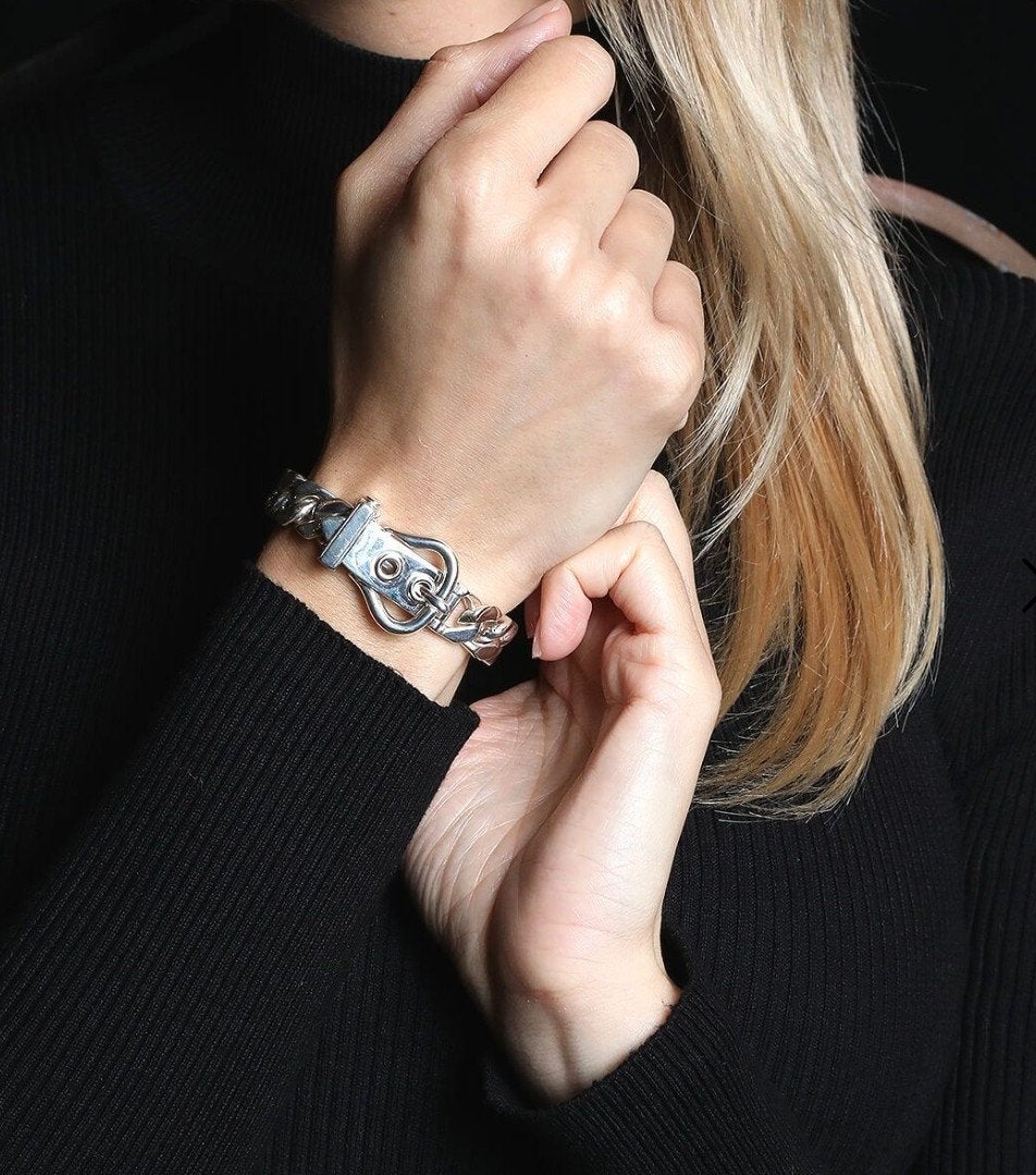 Bracelet Hermes Boucle Sellier en argent, Handtassen en Accessoires, Armbanden, Ophalen of Verzenden, Zo goed als nieuw, Zilver