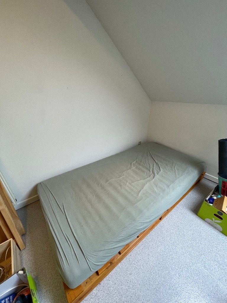 Palettenbed + matras + donsdeken, 100 cm, Une personne, Enlèvement, Utilisé