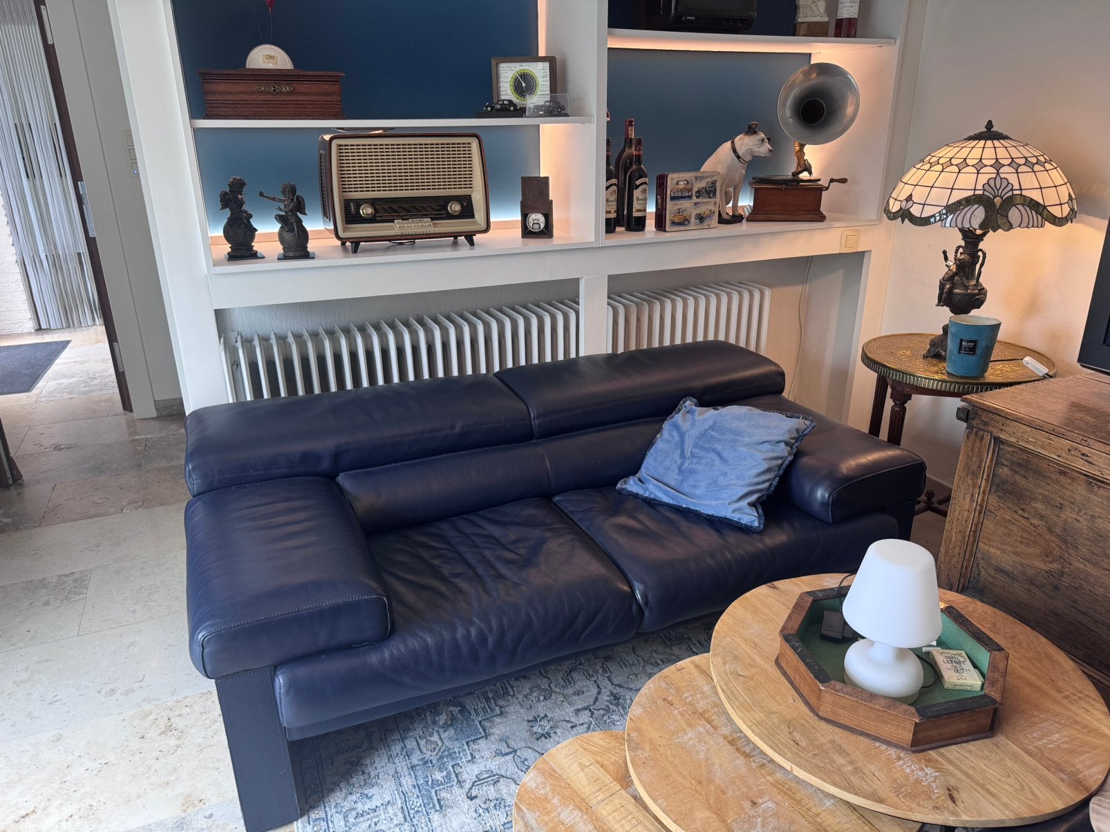 Jori tweezit lederen salon , donkerblauw, Enlèvement, Comme neuf