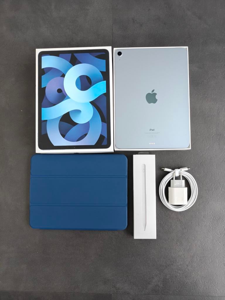 Apple iPad Air (2020), 64GB, blauw met pencil, Informatique & Logiciels, Apple iPad Tablettes, Enlèvement ou Envoi, Bleu, Apple iPad