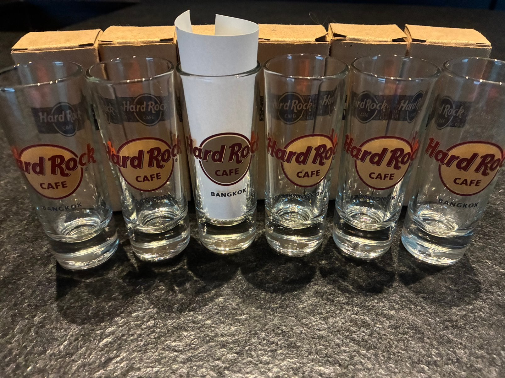 Hard Rock cafe Bangkok 6 stuks (MIB), Collections, Verres & Petits Verres, Enlèvement, Neuf