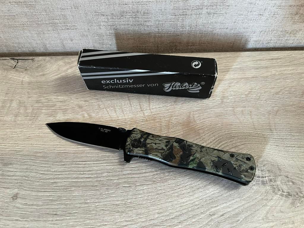 Herbertz nieuw camouflage vouwmes - titanium lemmet - 21cm, Caravans en Kamperen, Kampeergereedschap, Nieuw, Ophalen