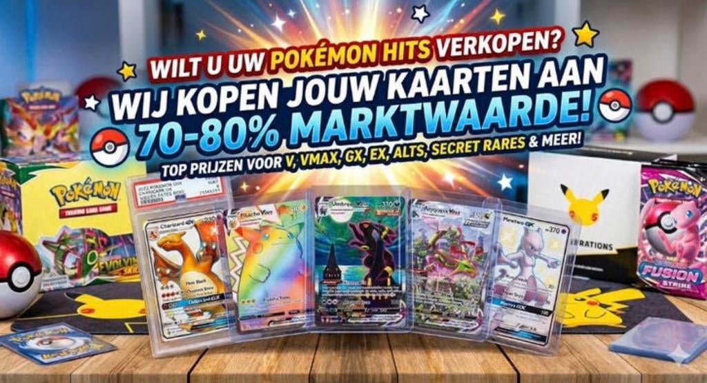 Wij kopen jouw pokèmon collecties op aan 75/80% marktwaarde!, Enlèvement, Neuf, Plusieurs cartes, Foil