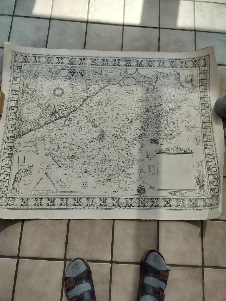 mercator kaart  1540 graafschap Vlaenderen., Boeken, Atlassen en Landkaarten, Ophalen, Frankrijk