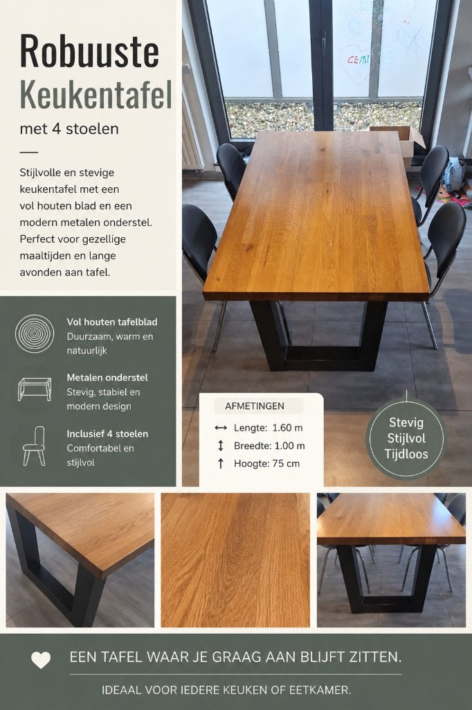 Keukentafel, Maison & Meubles, Tables | Tables à manger, Utilisé, 100 à 150 cm, 150 à 200 cm, Quatre personnes, Rectangulaire
