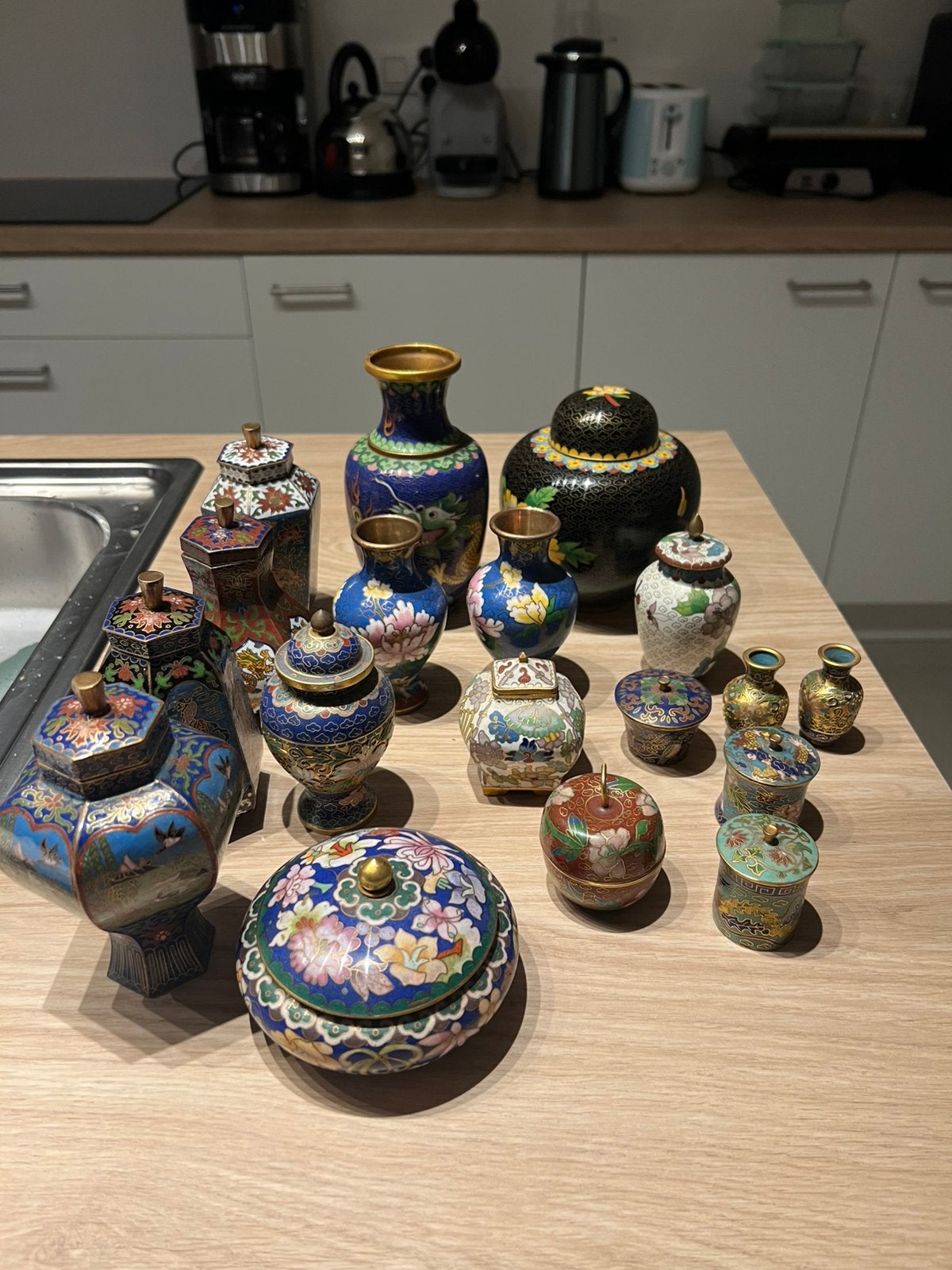 Lot  cloisonnee, Ophalen of Verzenden