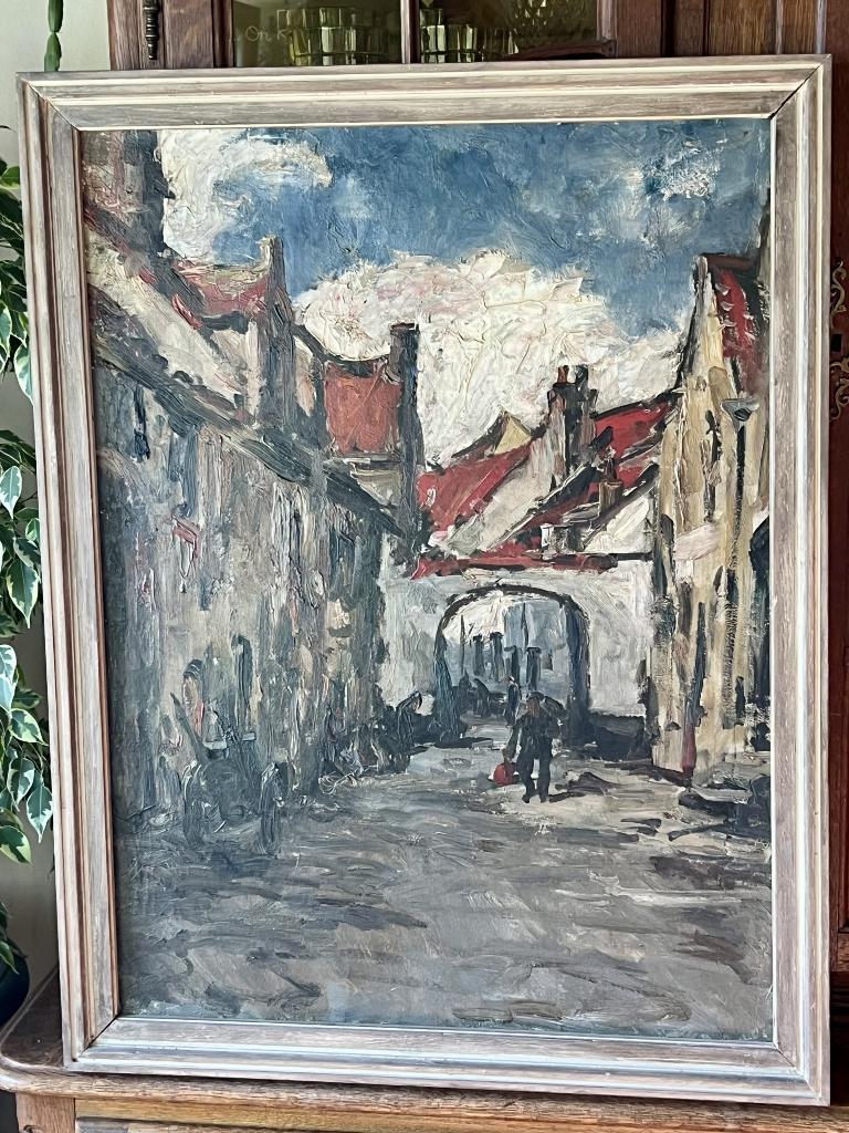 Armand Jamar (attribué à). Vue de ville., Antiquités & Art, Art | Peinture | Classique, Enlèvement ou Envoi